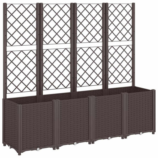 Garden Planter with Trellis Brown 160x40x140 cm PP
