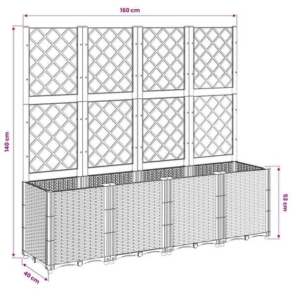 Garden Planter with Trellis Brown 160x40x140 cm PP