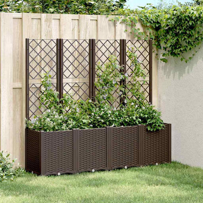 Garden Planter with Trellis Brown 160x40x140 cm PP