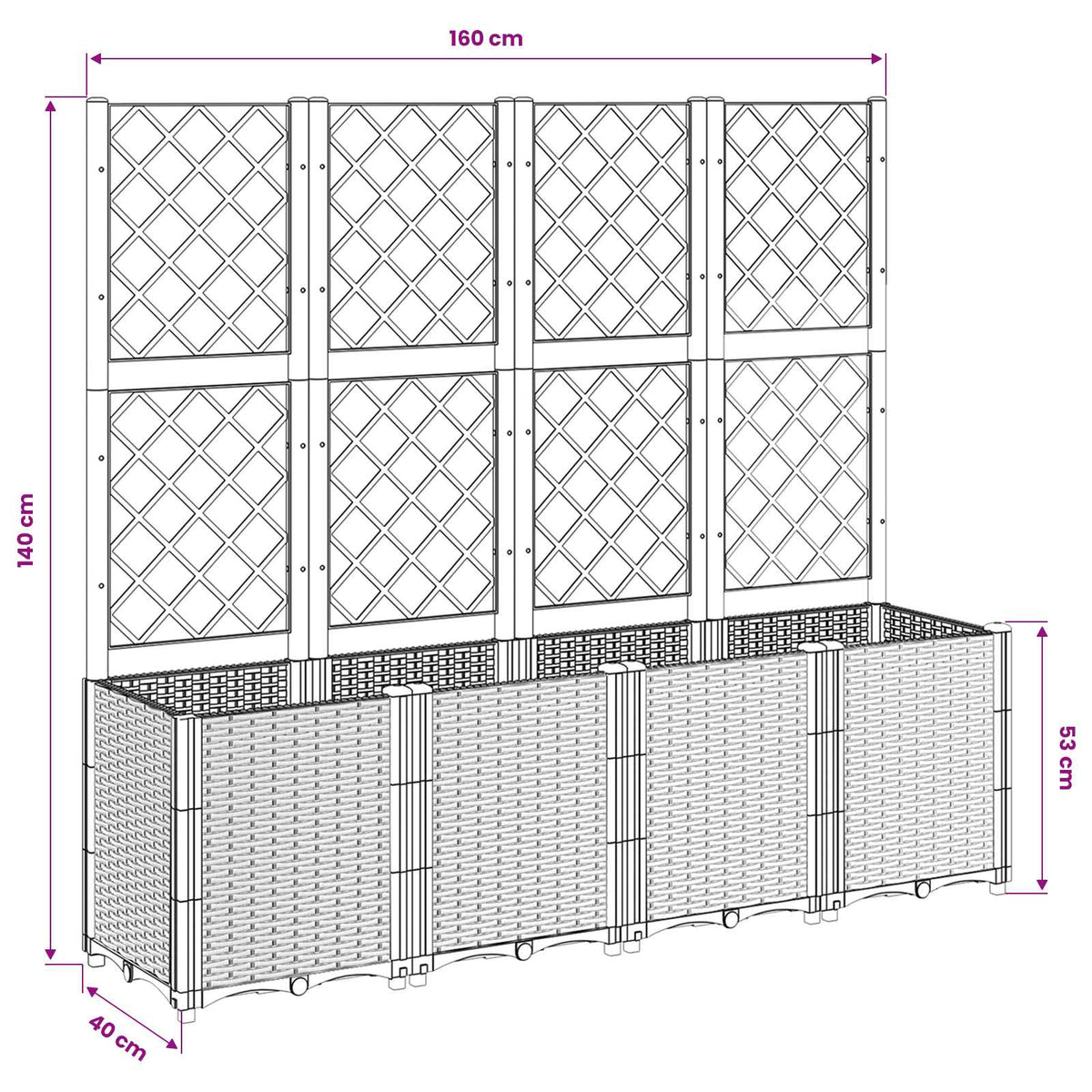 Garden Planter with Trellis Brown 160x40x140 cm PP
