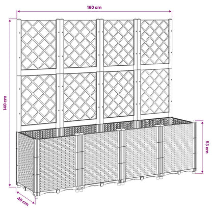 Garden Planter with Trellis Brown 160x40x140 cm PP