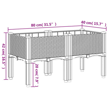 Garden Planter with Legs White 80x40x42 cm PP