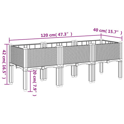 Garden Planter with Legs Blue Grey 120x40x42 cm PP