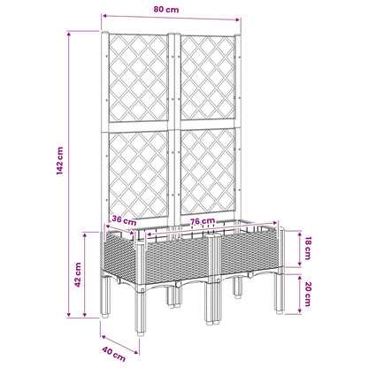 Garden Planter with Trellis Light Grey 80x40x142 cm PP