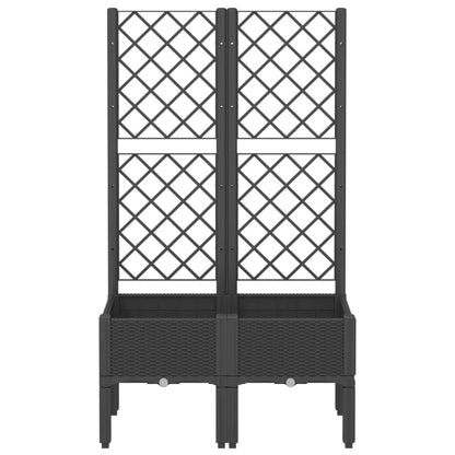 Garden Planter with Trellis Black 80x40x142 cm PP