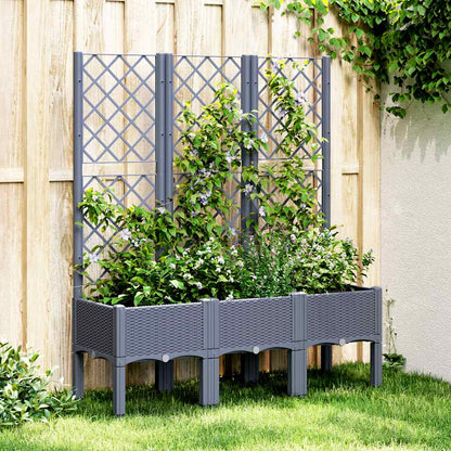 Garden Planter with Trellis Blue Grey 120x40x142 cm PP