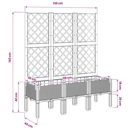 Garden Planter with Trellis Blue Grey 120x40x142 cm PP