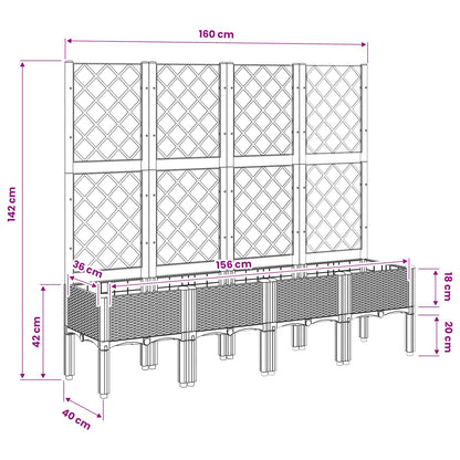Garden Planter with Trellis Blue Grey 160x40x142 cm PP