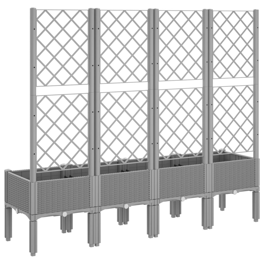 Garden Planter with Trellis Light Grey 160x40x142 cm PP