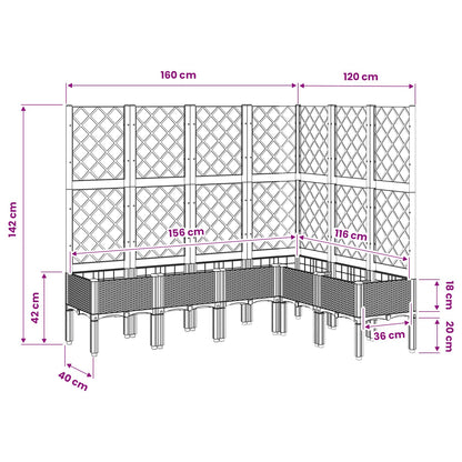 Garden Planter with Trellis Blue Grey 160x120x142 cm PP