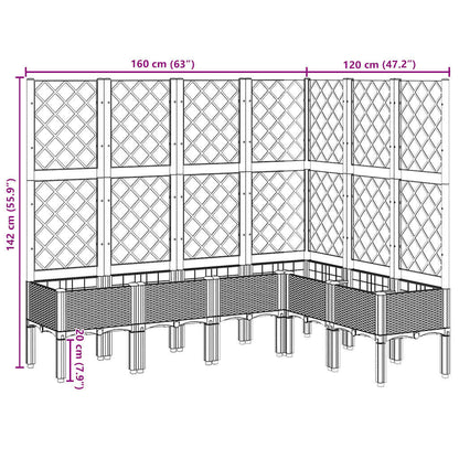 Garden Planter with Trellis Light Grey 160x120x142 cm PP
