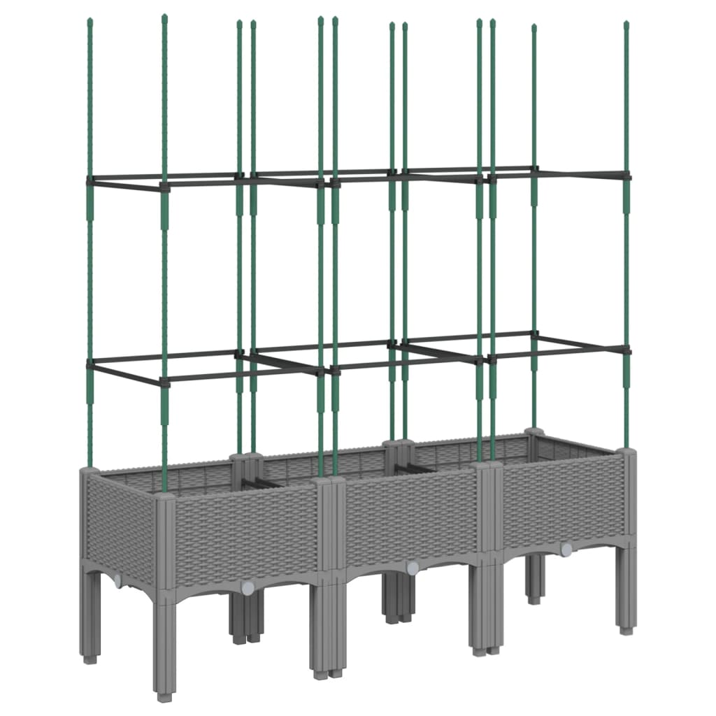 Garden Planter with Trellis Light Grey 120x40x142,5 cm PP