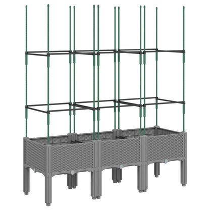 Garden Planter with Trellis Light Grey 120x40x142,5 cm PP
