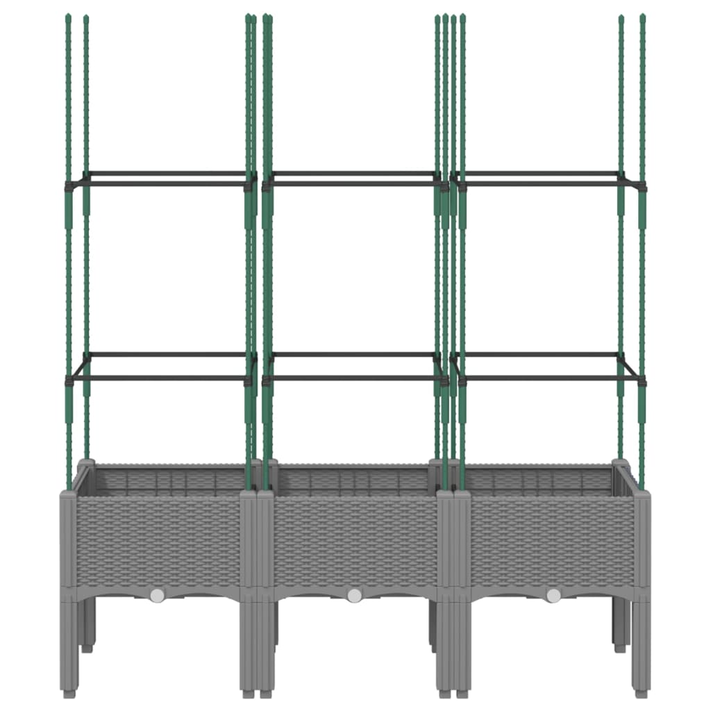 Garden Planter with Trellis Light Grey 120x40x142,5 cm PP