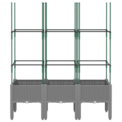 Garden Planter with Trellis Light Grey 120x40x142,5 cm PP