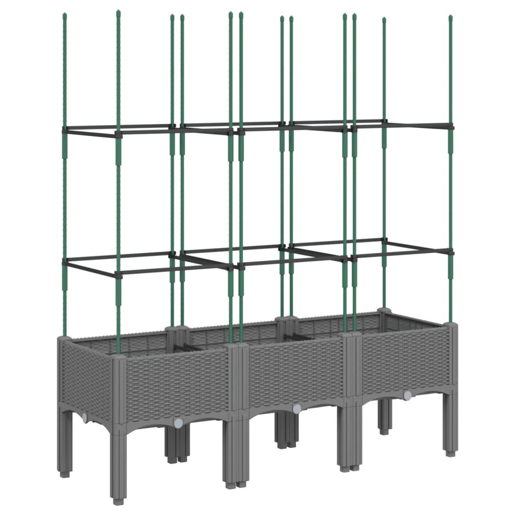Garden Planter with Trellis Light Grey 120x40x142,5 cm PP