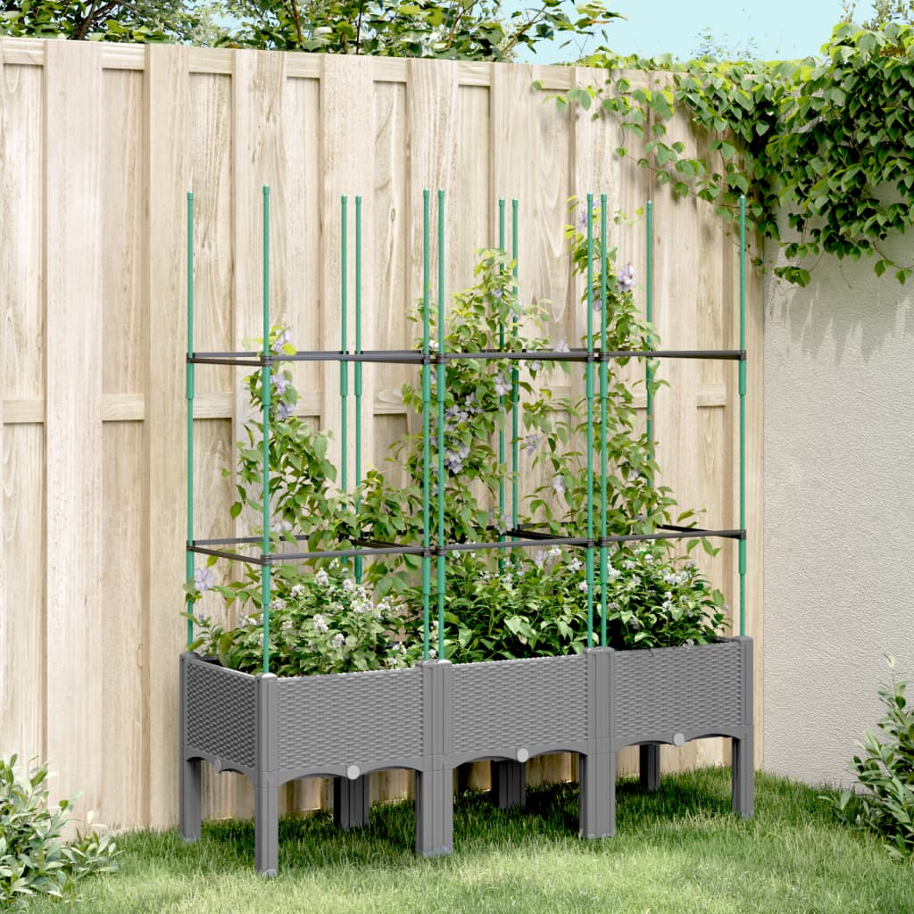 Garden Planter with Trellis Light Grey 120x40x142,5 cm PP