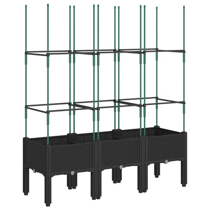 Garden Planter with Trellis Black 120x40x142,5 cm PP