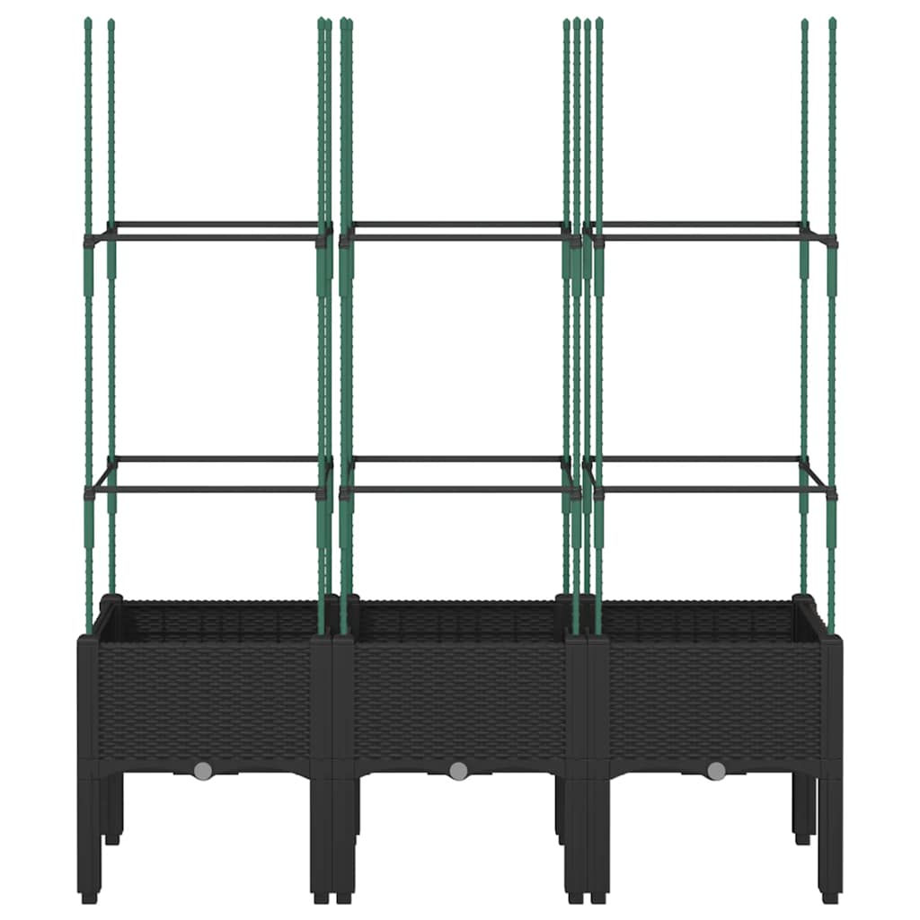 Garden Planter with Trellis Black 120x40x142,5 cm PP