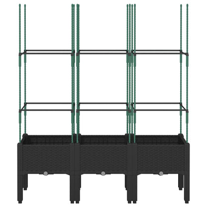 Garden Planter with Trellis Black 120x40x142.5 cm PP