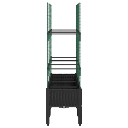 Garden Planter with Trellis Black 120x40x142.5 cm PP