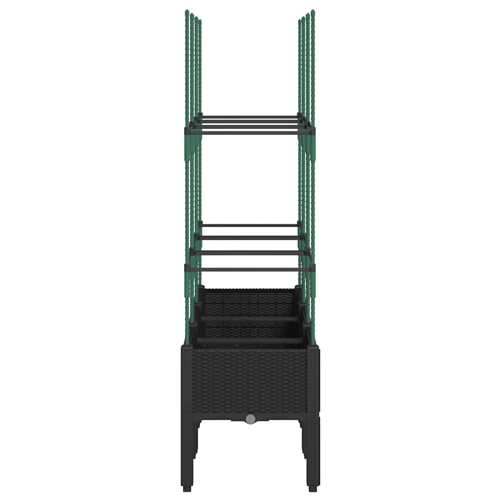 Garden Planter with Trellis Black 120x40x142,5 cm PP