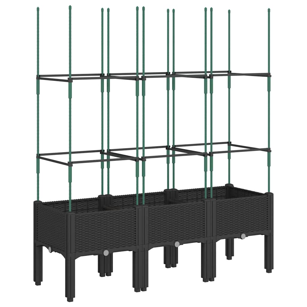 Garden Planter with Trellis Black 120x40x142,5 cm PP