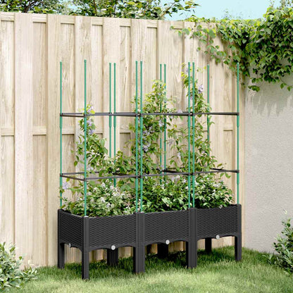 Garden Planter with Trellis Black 120x40x142,5 cm PP