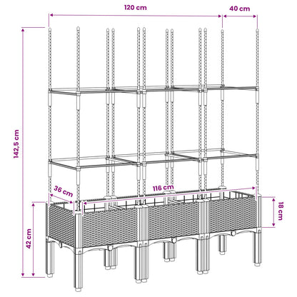 Garden Planter with Trellis Black 120x40x142,5 cm PP