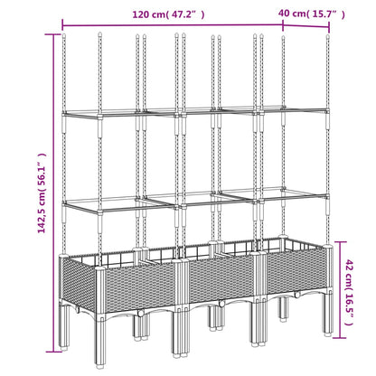 Garden Planter with Trellis White 120x40x142.5 cm PP