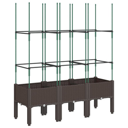 Garden Planter with Trellis Brown 120x40x142,5 cm PP