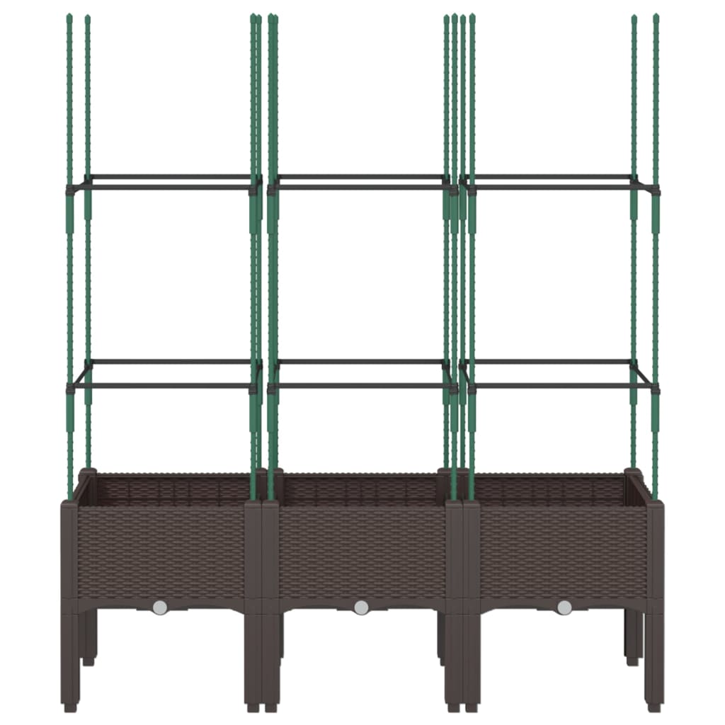 Garden Planter with Trellis Brown 120x40x142,5 cm PP