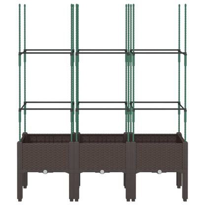 Garden Planter with Trellis Brown 120x40x142,5 cm PP