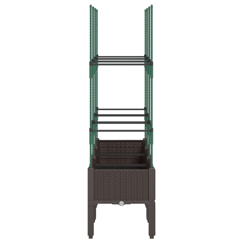 Garden Planter with Trellis Brown 120x40x142,5 cm PP