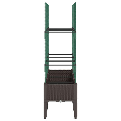 Garden Planter with Trellis Brown 120x40x142,5 cm PP