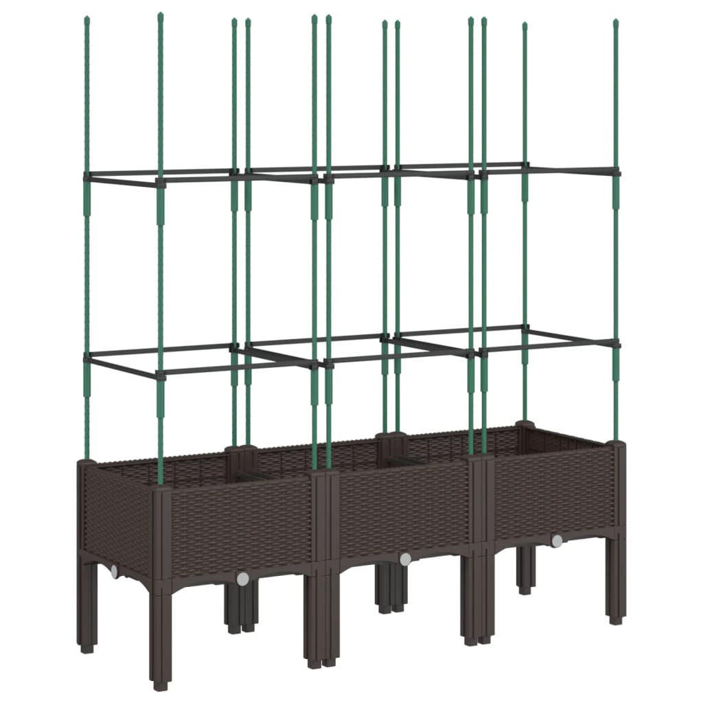 Garden Planter with Trellis Brown 120x40x142,5 cm PP