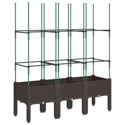 Garden Planter with Trellis Brown 120x40x142,5 cm PP