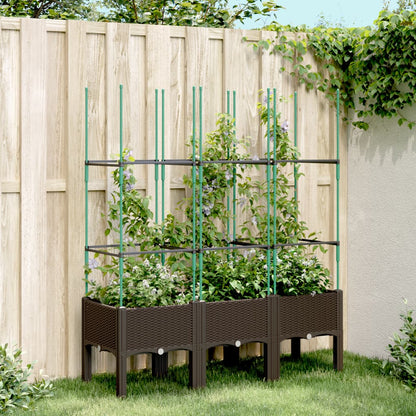 Garden Planter with Trellis Brown 120x40x142,5 cm PP