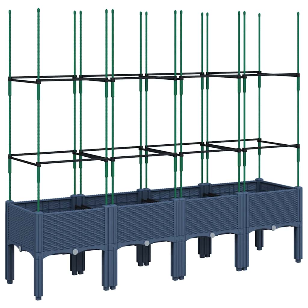 Garden Planter with Trellis Blue Grey 160x40x142,5 cm PP