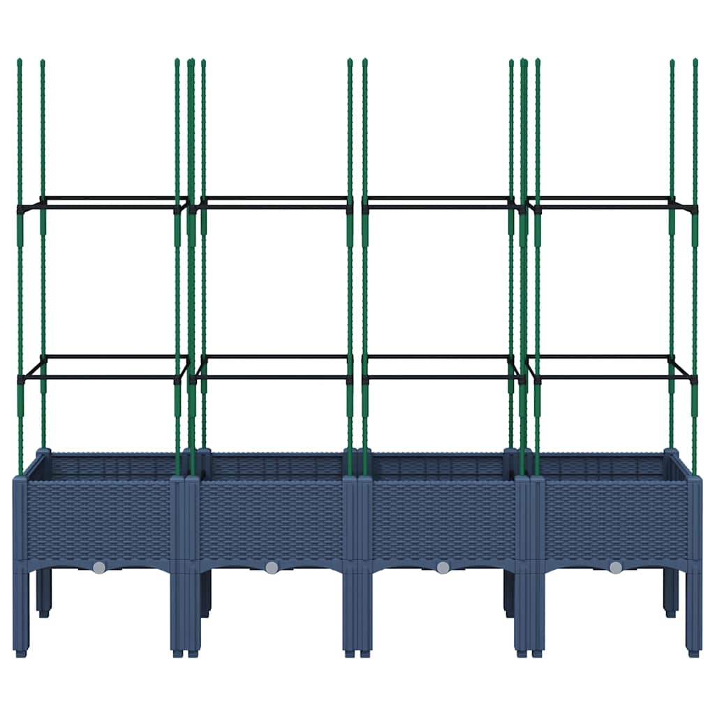 Garden Planter with Trellis Blue Grey 160x40x142,5 cm PP