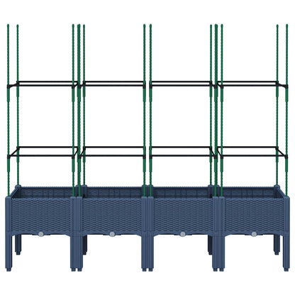 Garden Planter with Trellis Blue Grey 160x40x142,5 cm PP