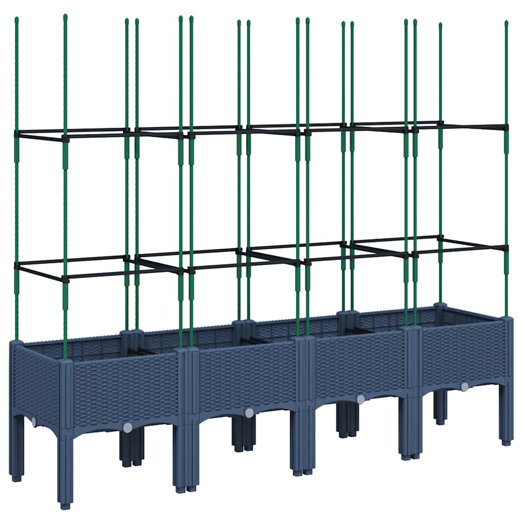 Garden Planter with Trellis Blue Grey 160x40x142.5 cm PP