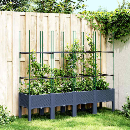 Garden Planter with Trellis Blue Grey 160x40x142,5 cm PP