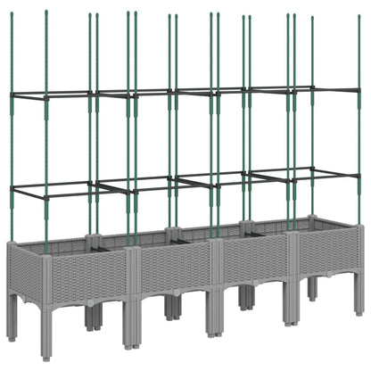 Garden Planter with Trellis Light Grey 160x40x142,5 cm PP