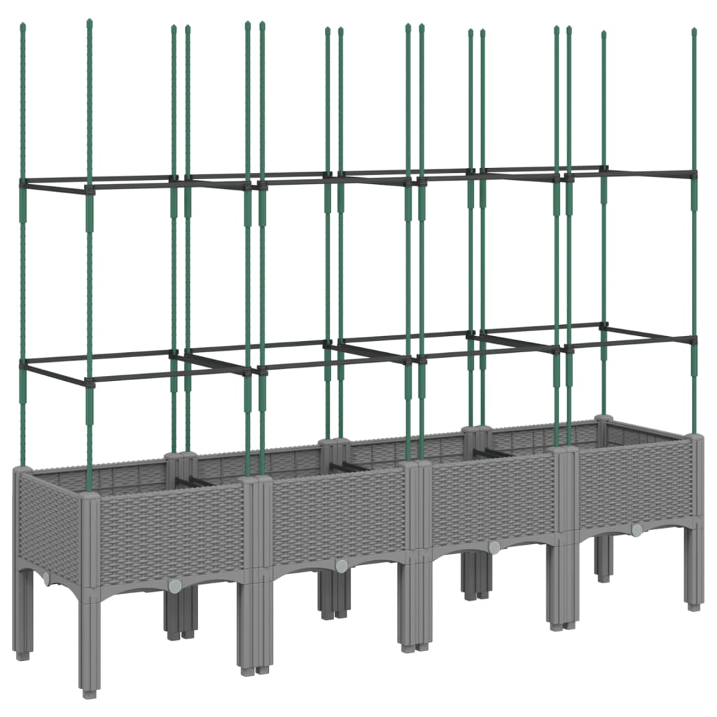 Garden Planter with Trellis Light Grey 160x40x142,5 cm PP