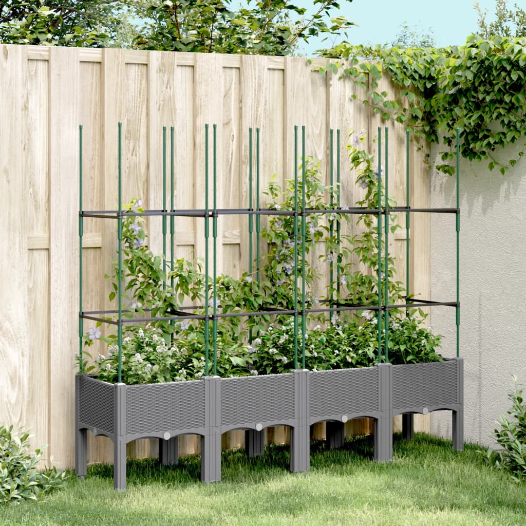 Garden Planter with Trellis Light Grey 160x40x142,5 cm PP