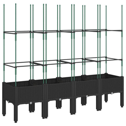 Garden Planter with Trellis Black 160x40x142.5 cm PP