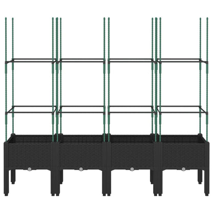 Garden Planter with Trellis Black 160x40x142.5 cm PP