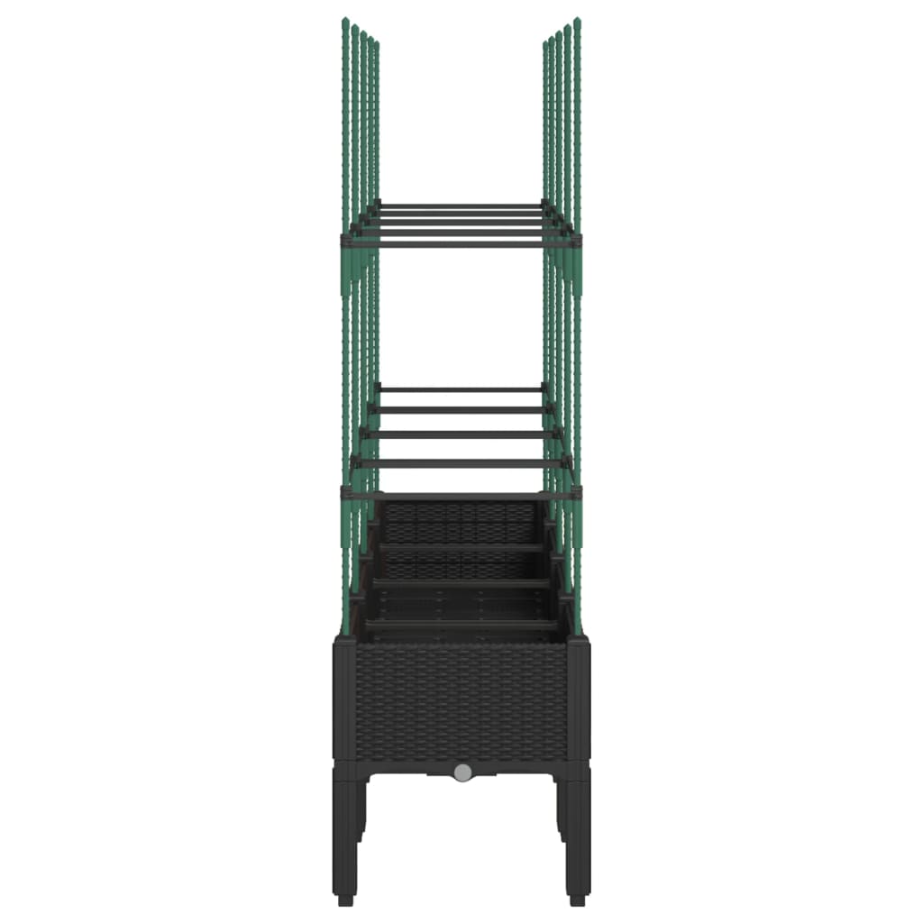 Garden Planter with Trellis Black 160x40x142.5 cm PP