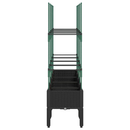 Garden Planter with Trellis Black 160x40x142.5 cm PP